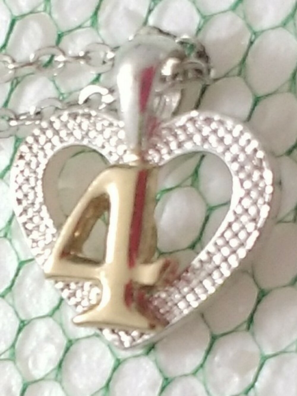 Silver Heart '4' Pendant Necklace